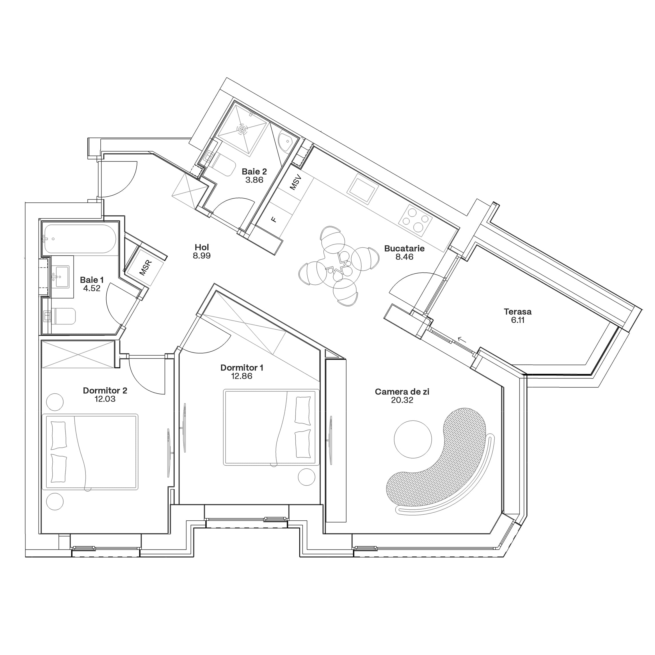 Plan apartament C1-A-101