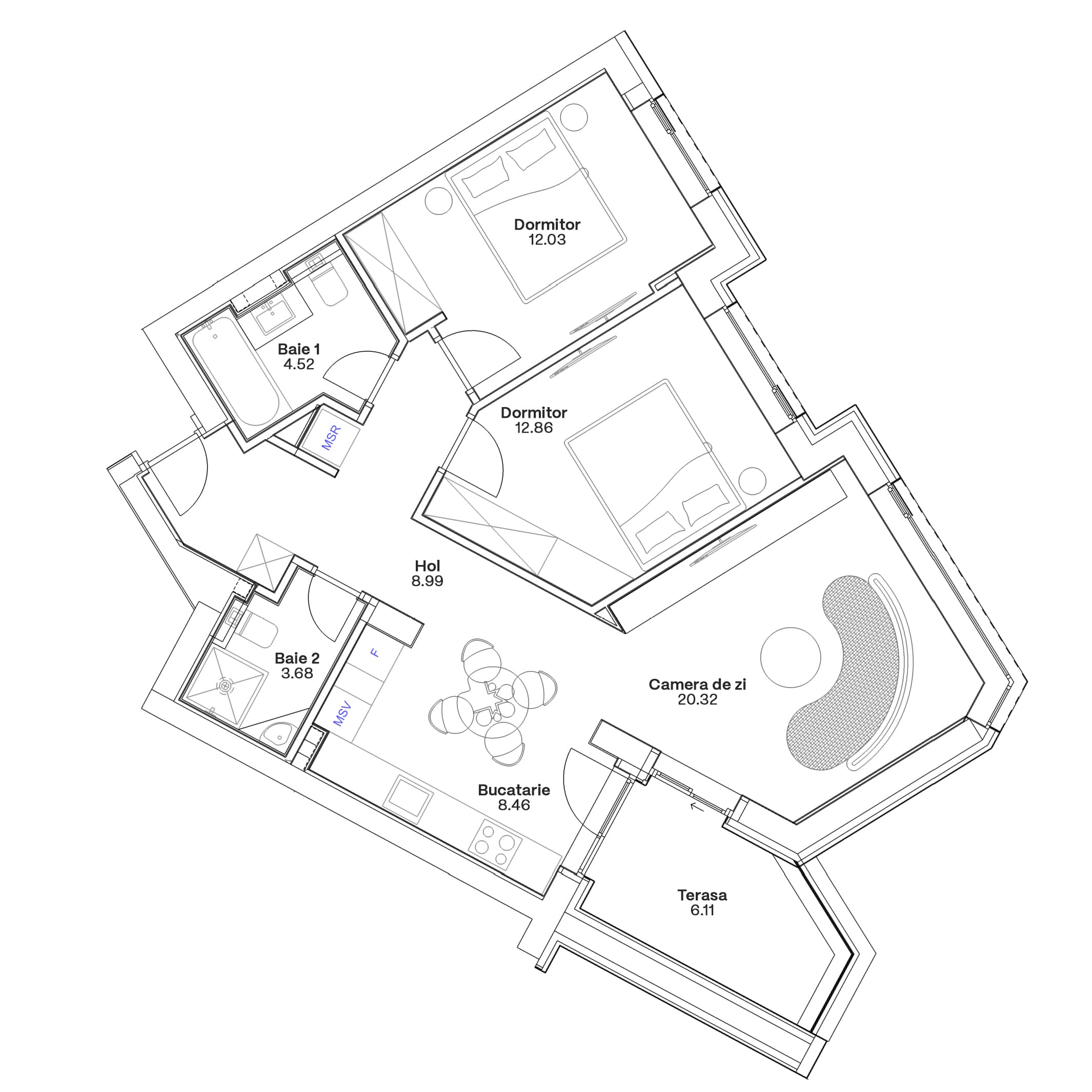 Plan apartament C1-A-102