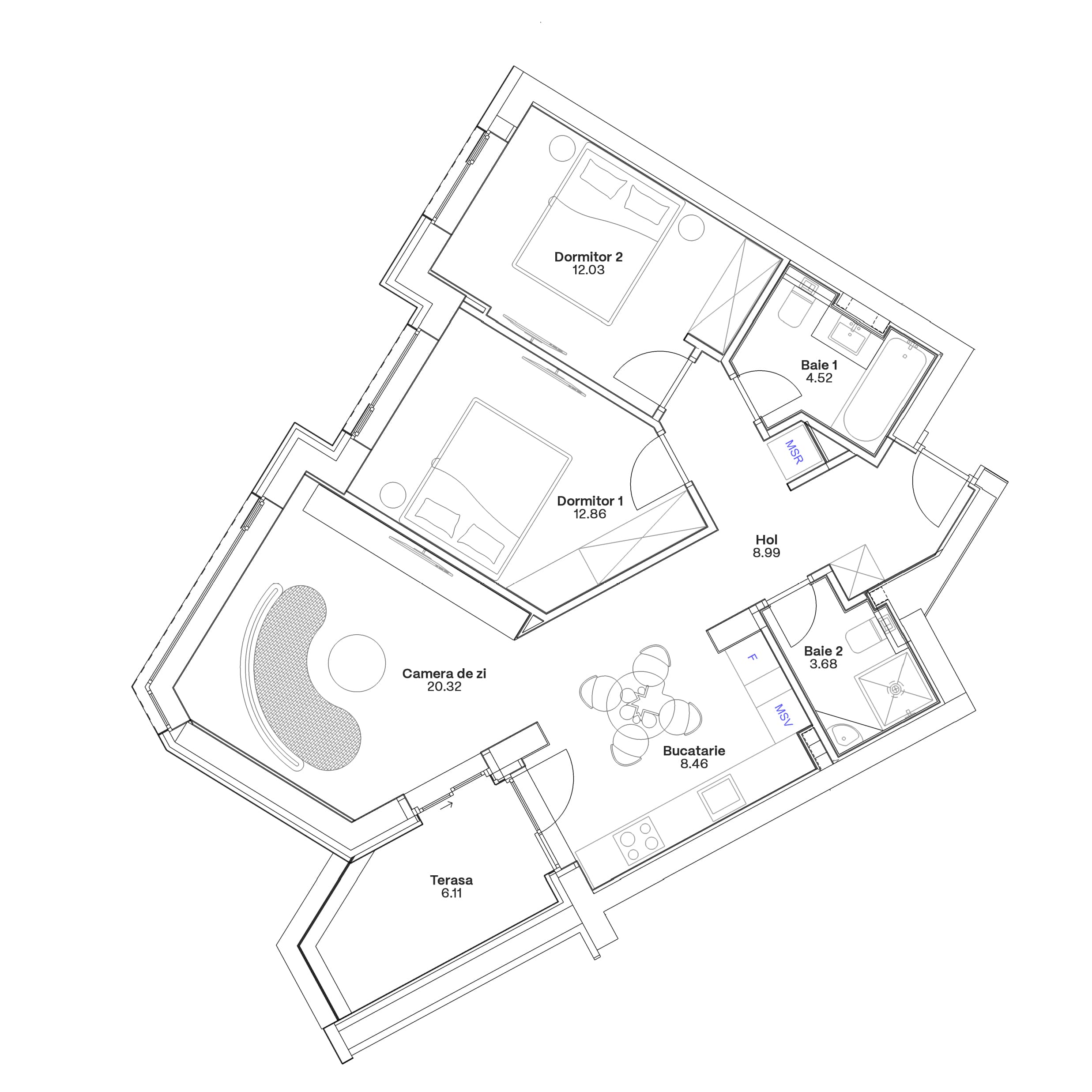 Plan apartament C1-A-105