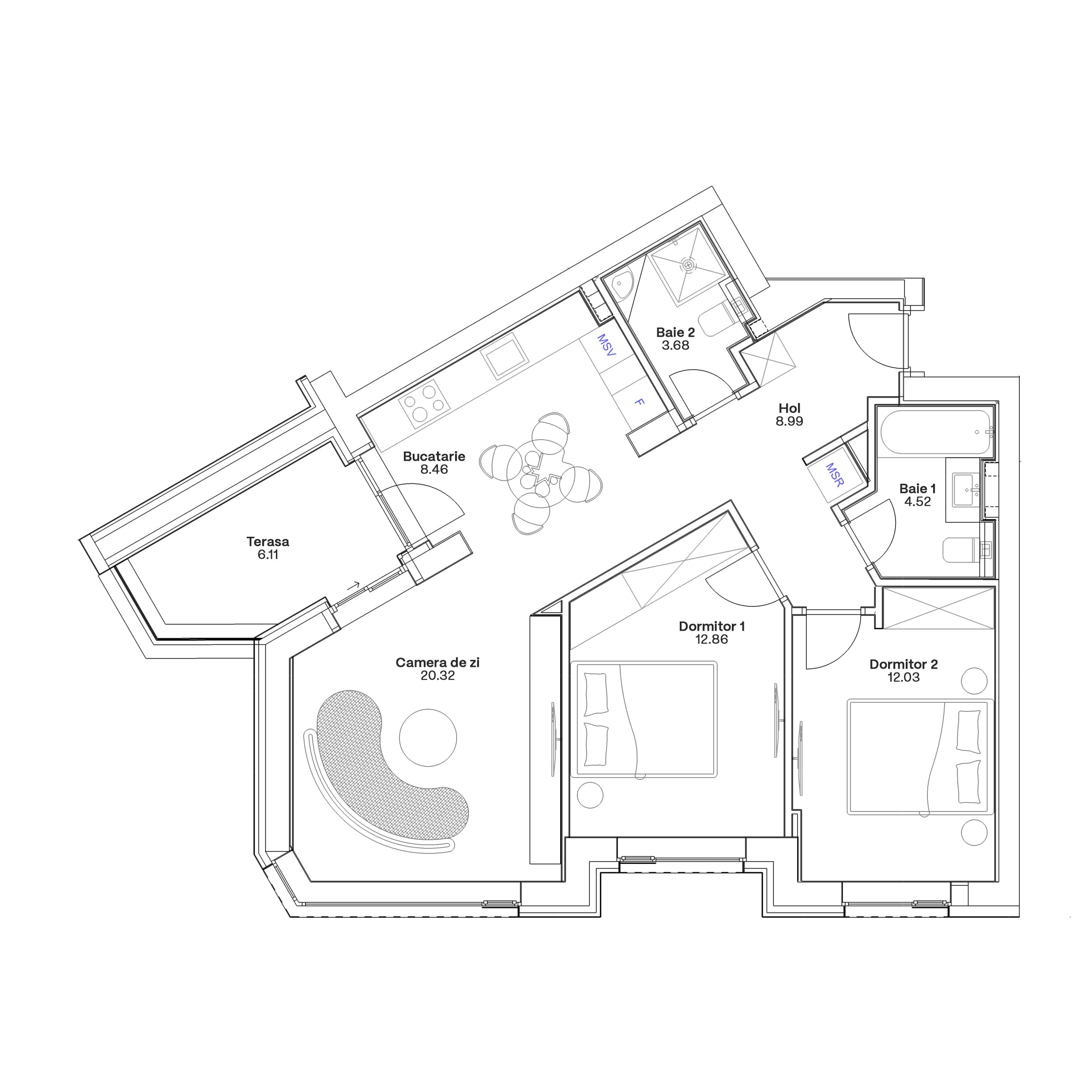 Plan apartament C1-A-106
