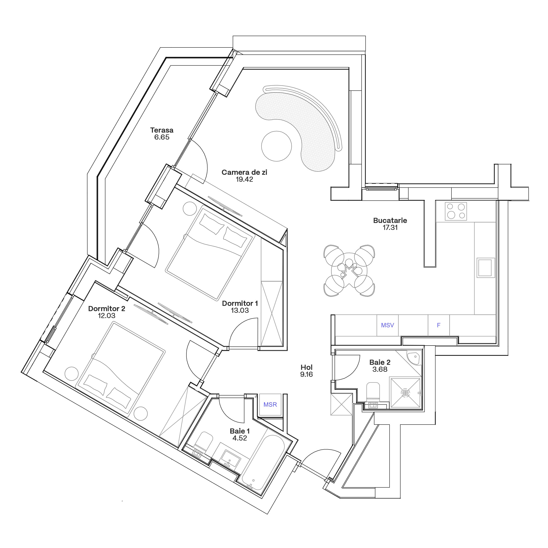Plan apartament C1-A-1003