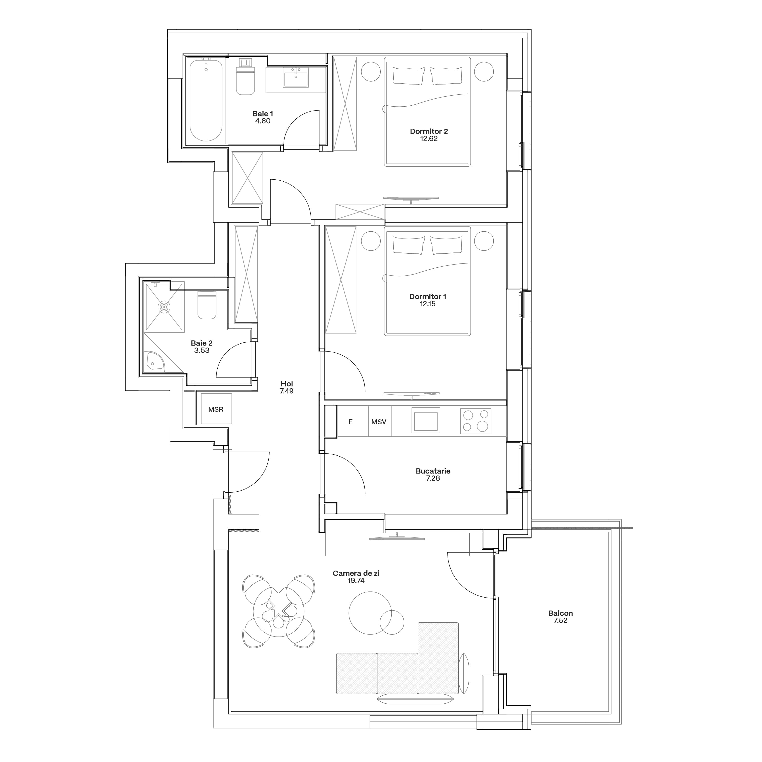 Plan apartament C2-A-101