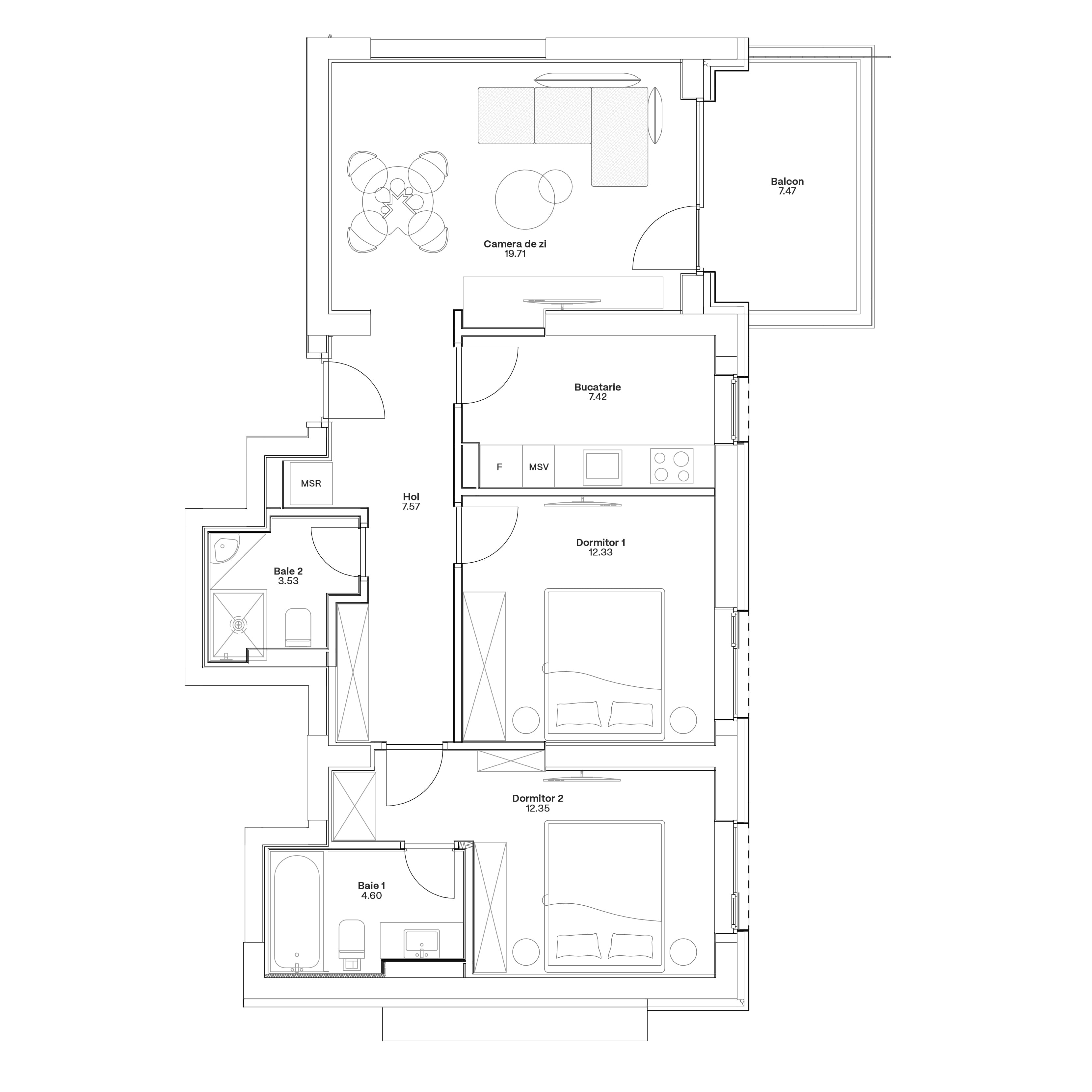 Plan apartament C2-A-106