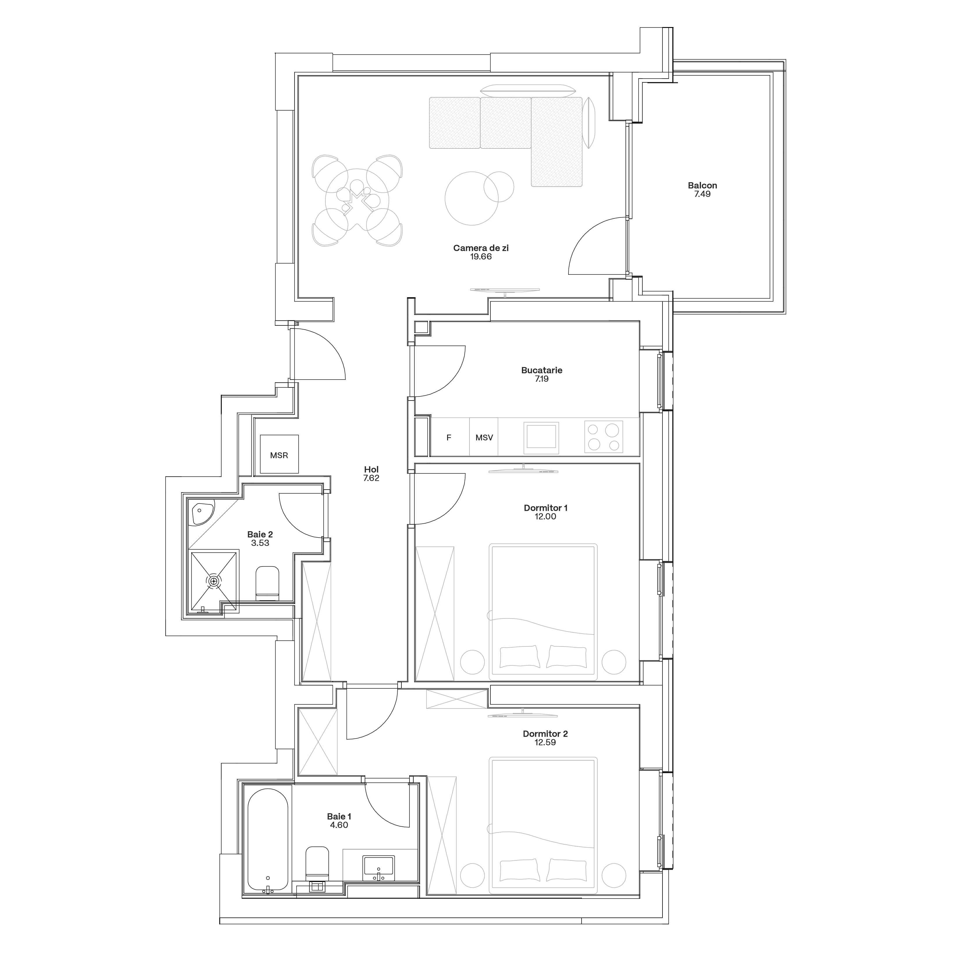 Plan apartament C5-B-1005