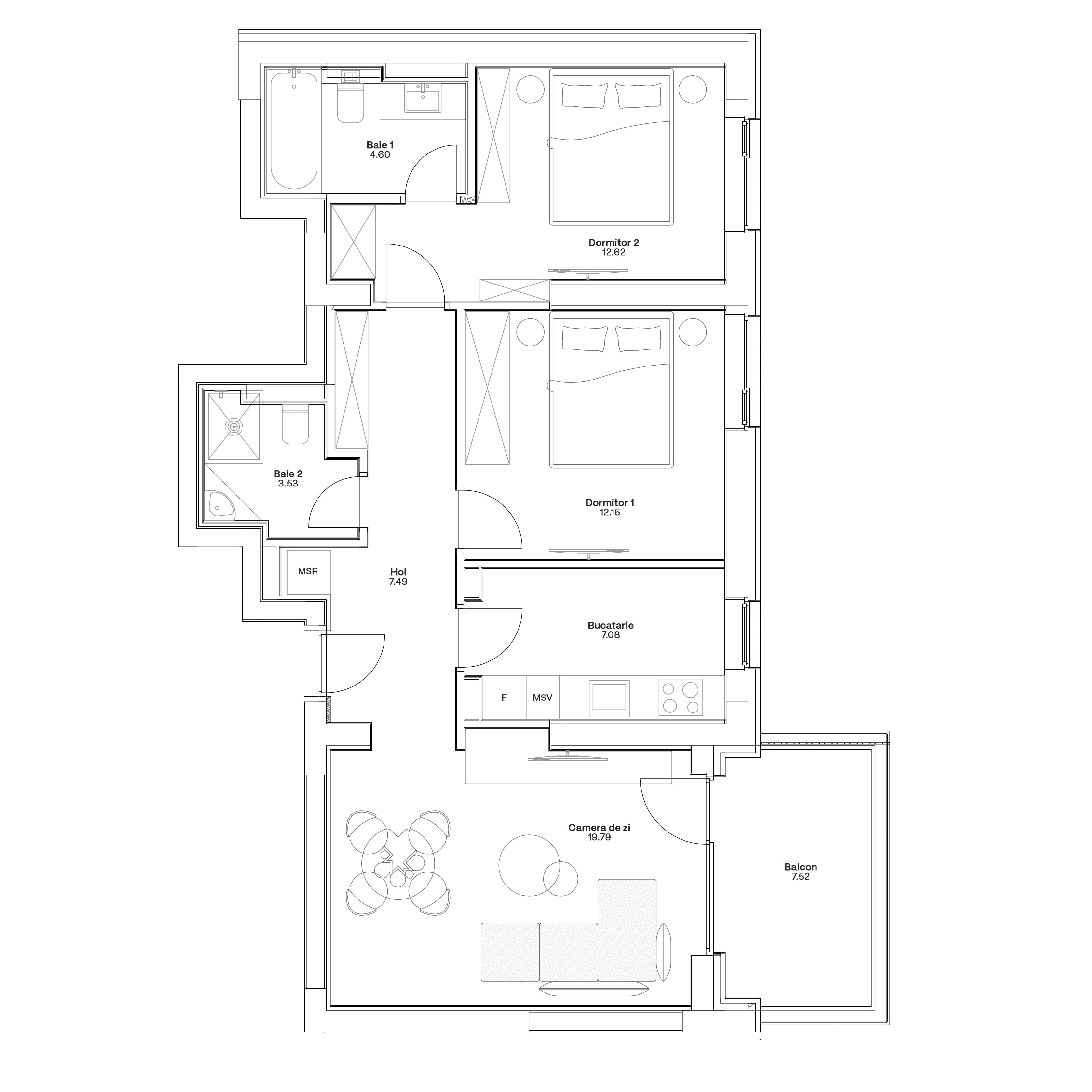 Plan apartament C2-A-1001