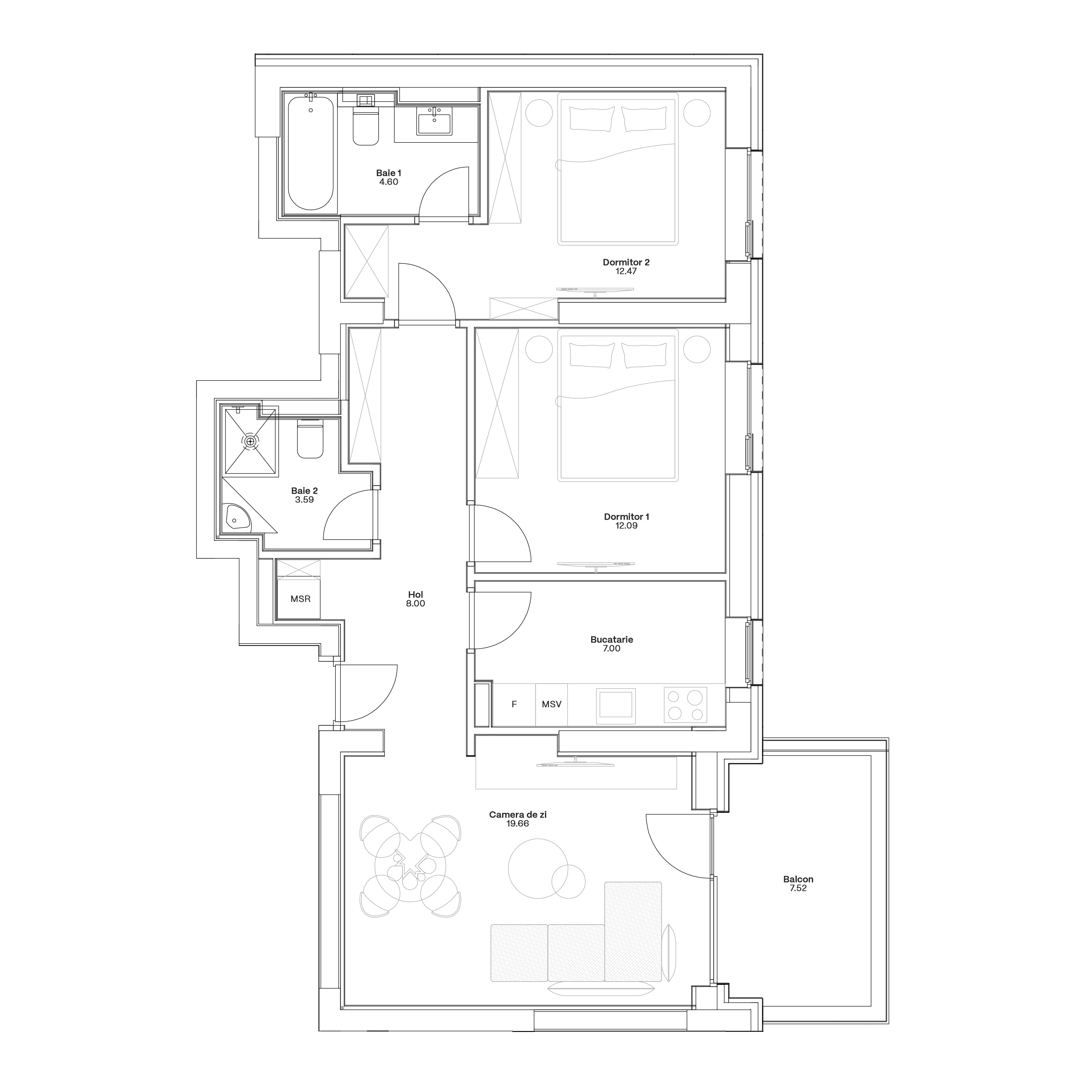 Plan apartament C6-A-101