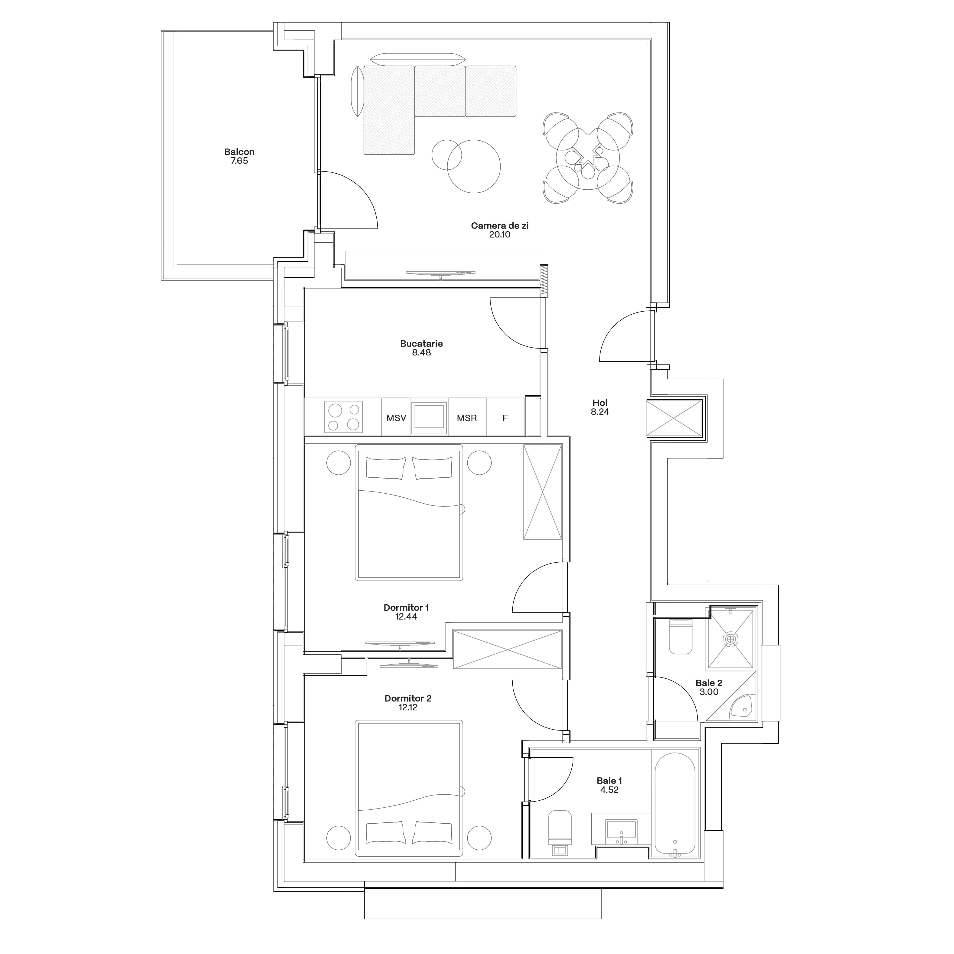Plan apartament C2-A-105