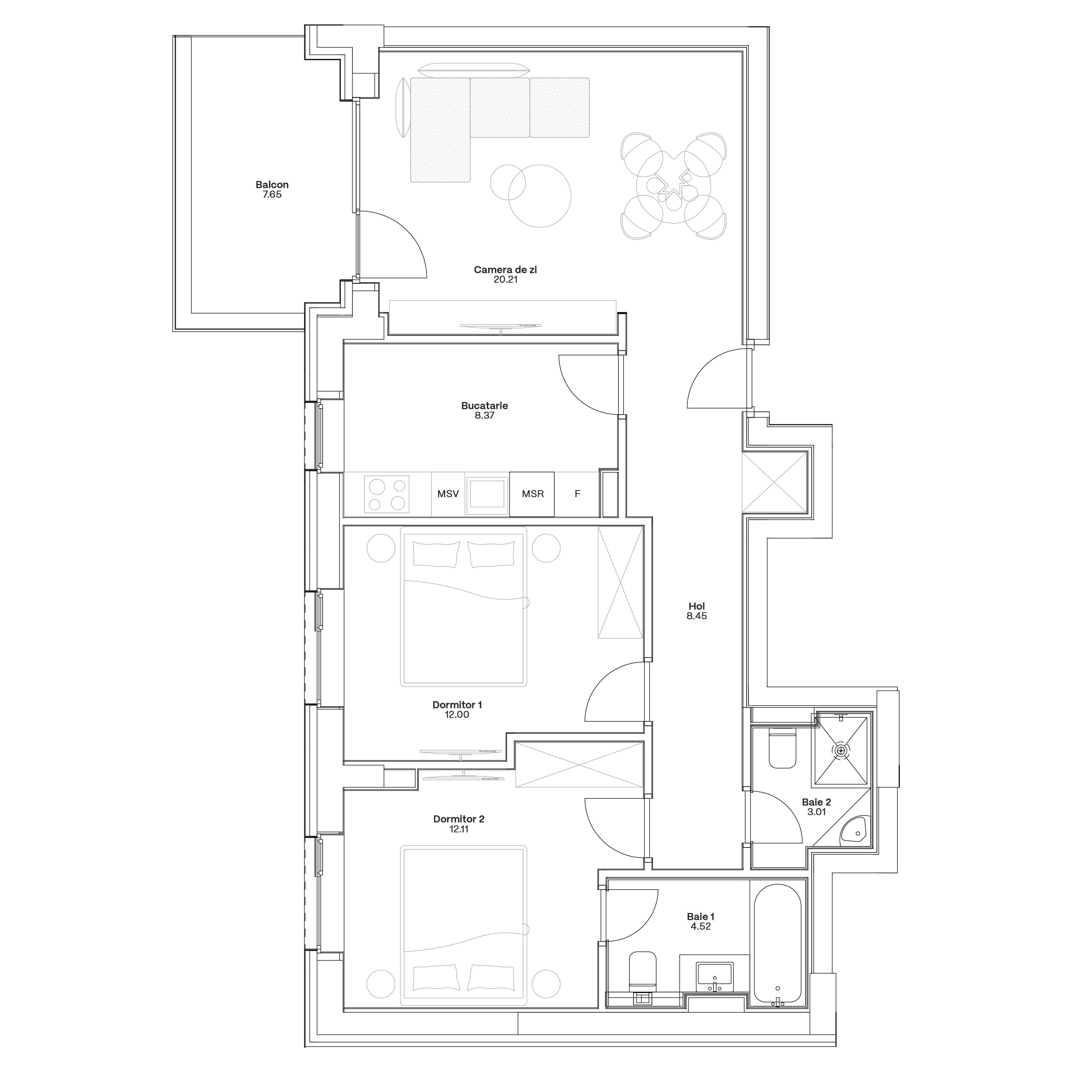 Plan apartament C6-B-105