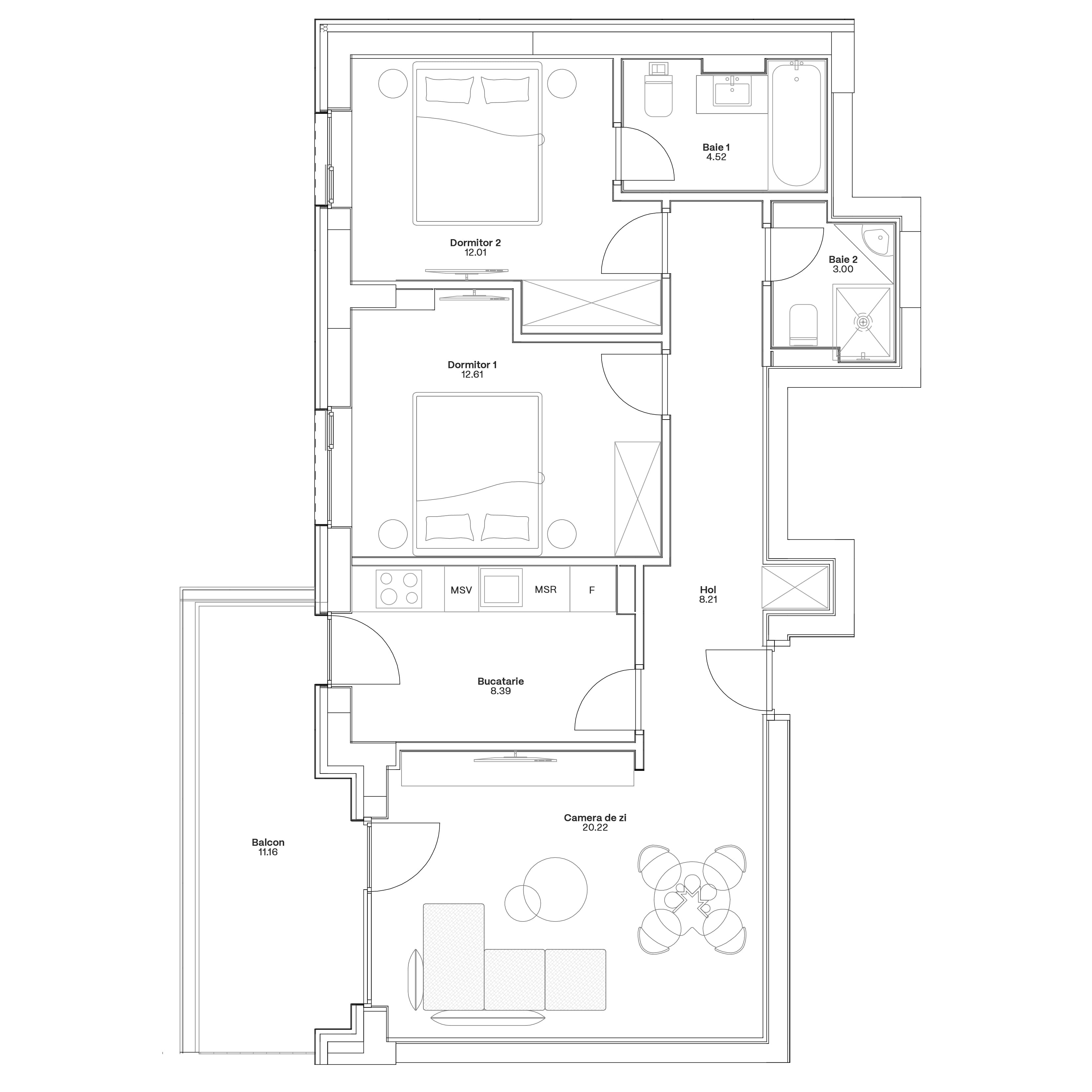 Plan apartament C2-A-102