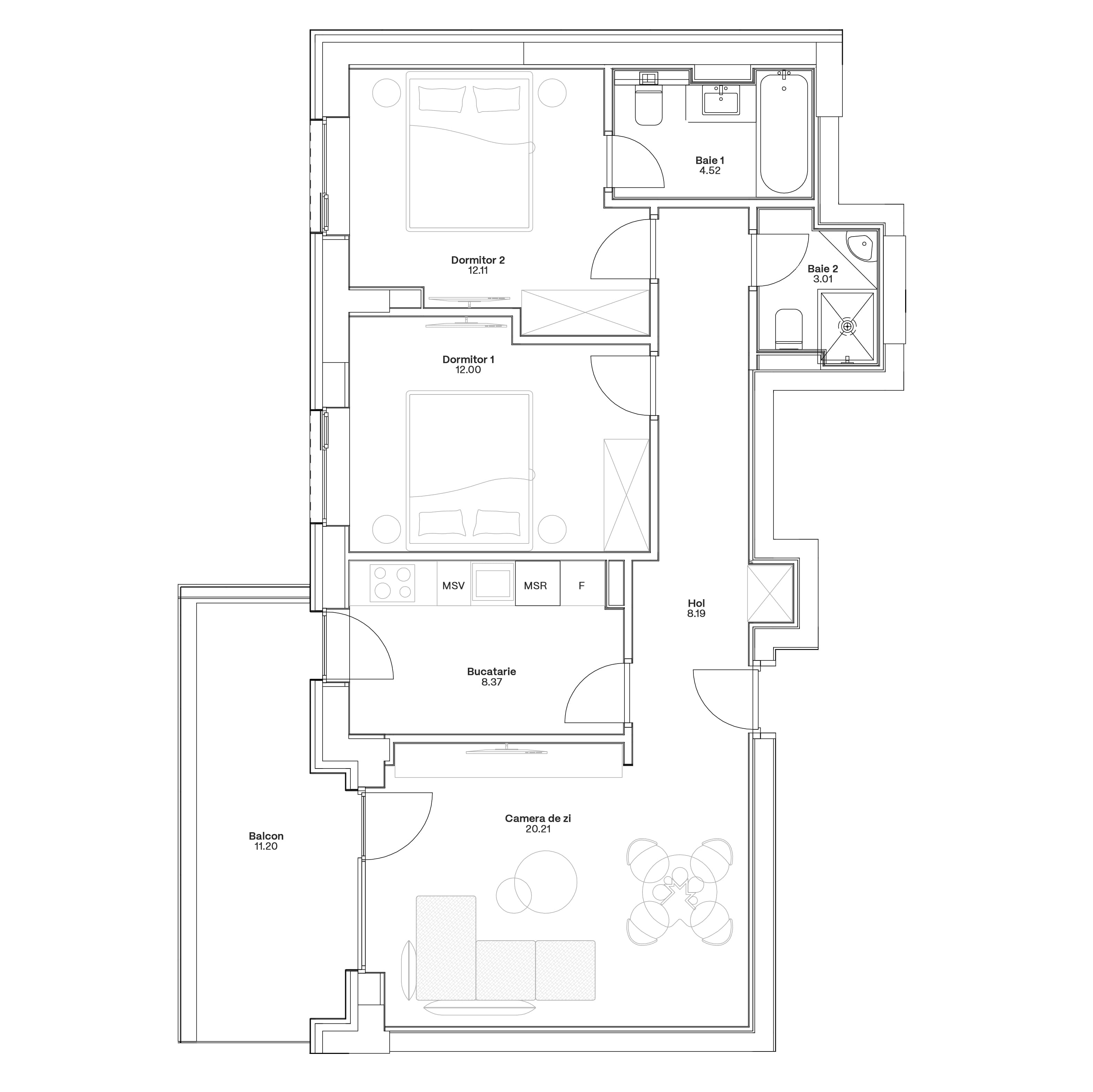 Plan apartament C6-A-102