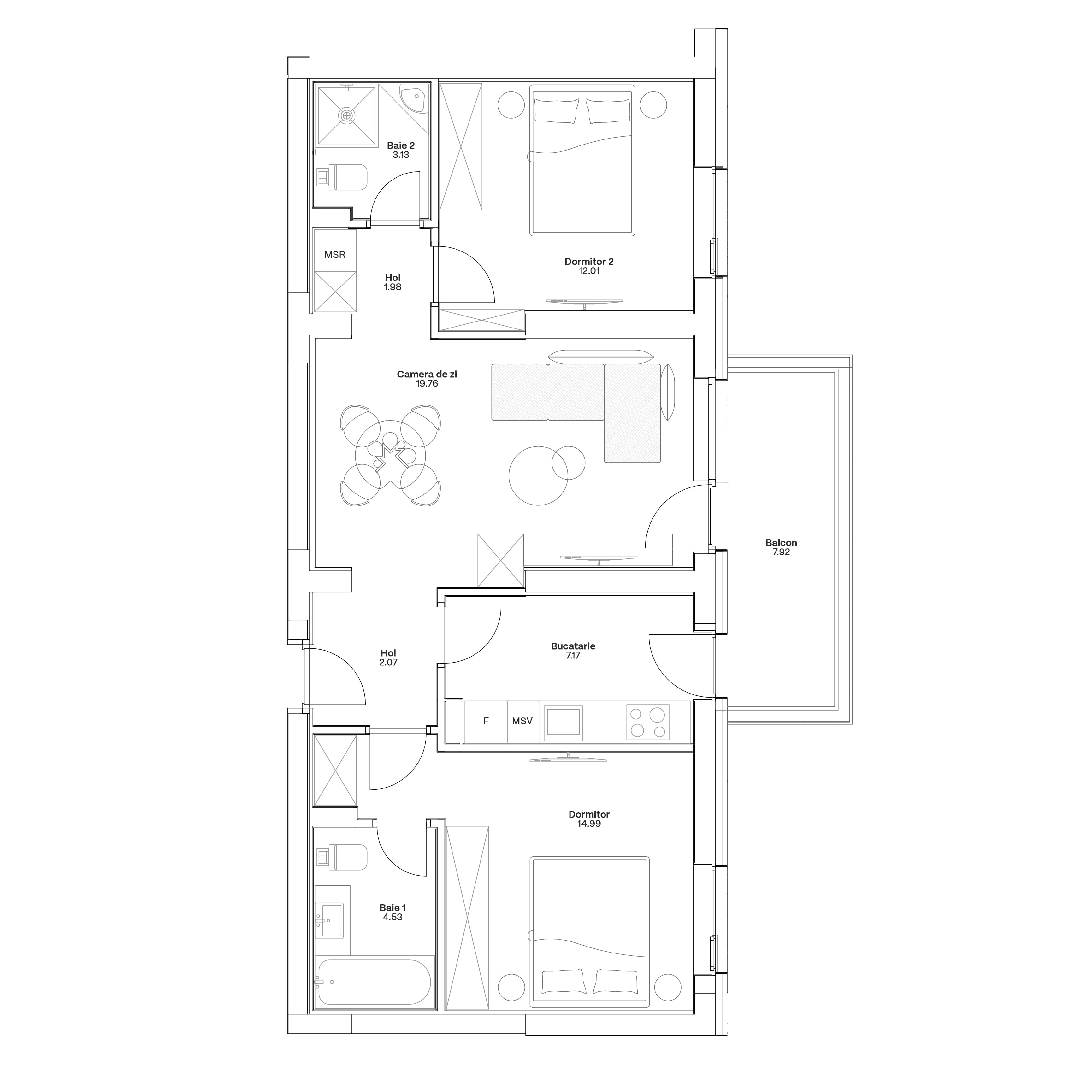Plan apartament C2-A-107