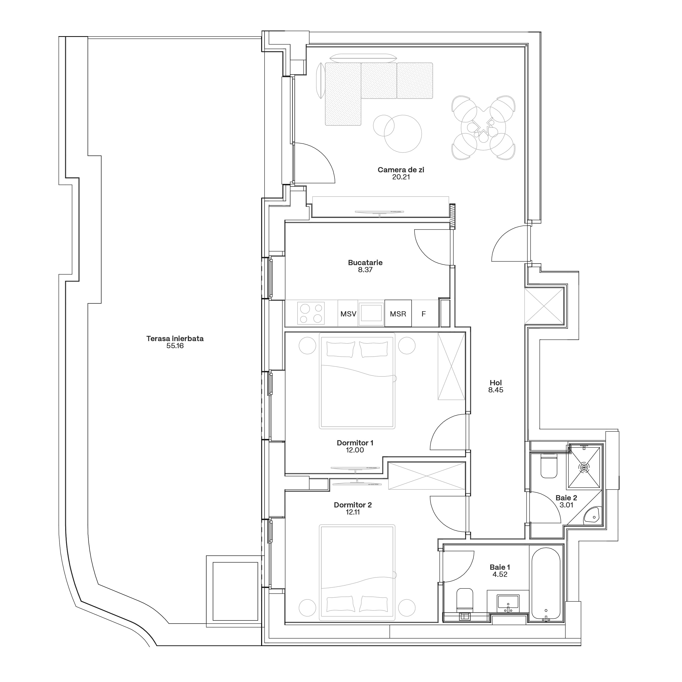 Plan apartament C6-B-002
